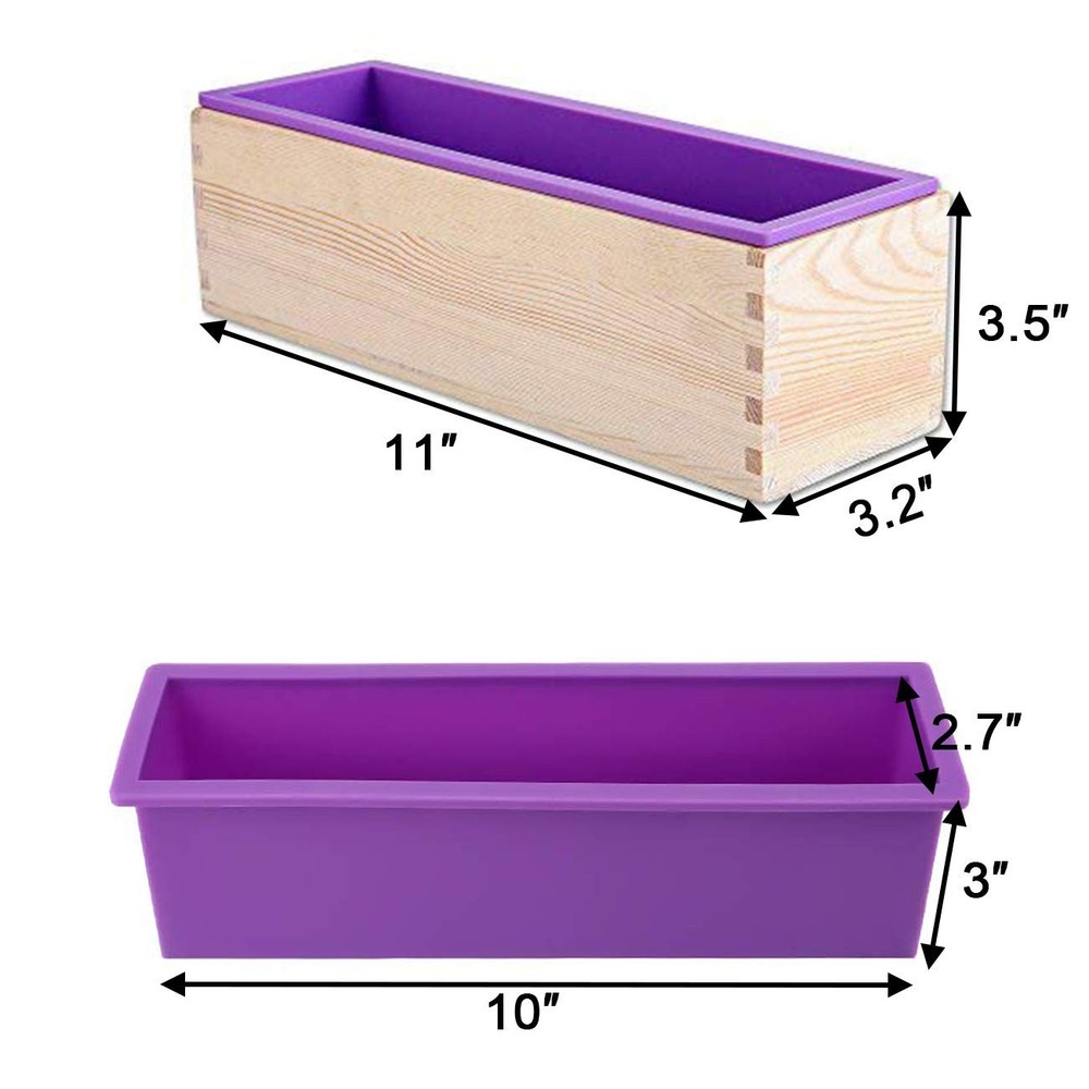 Silicone Soap Molds Kit-42 oz Wooden Silicone Rectangular Mold with Stainless...