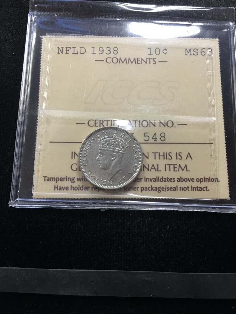 1938  ICCS Graded Newfoundland ¢10 Cent **MS-63**