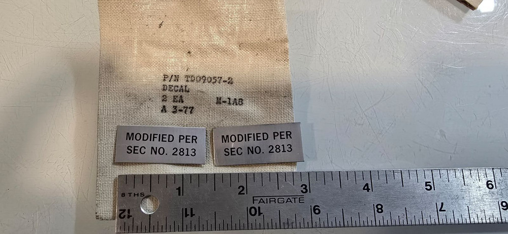 (2) DECALS TD09057-2 'MODIFIED PER SEC NO. 2813'