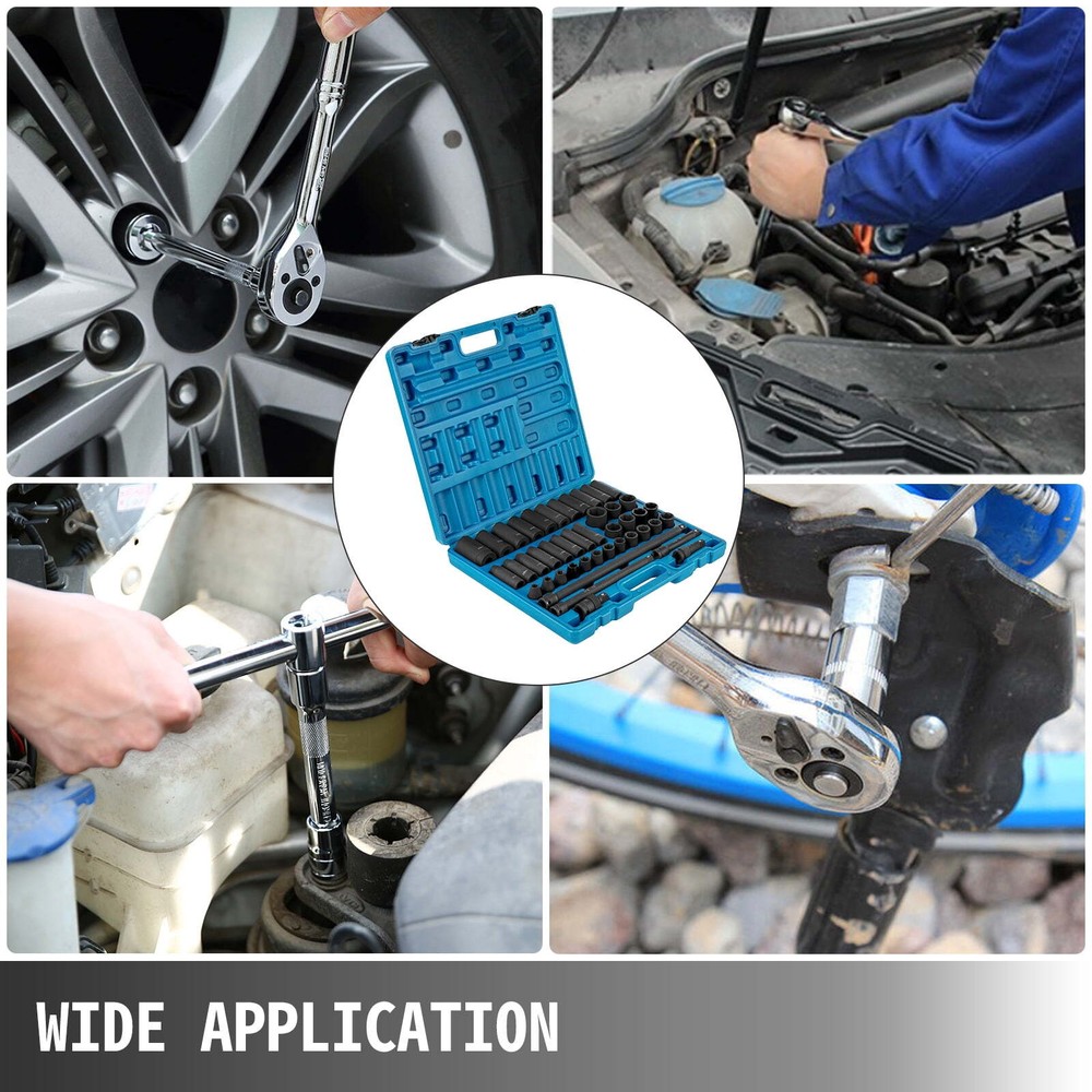 1/2-inch Chrome Finish Standard Deep Socket Wrench & Set, 43 Piece
