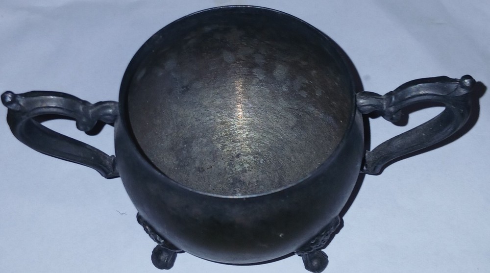 Vintage Leonard Silver Plated Sugar Nice black Tarnish Aged looking