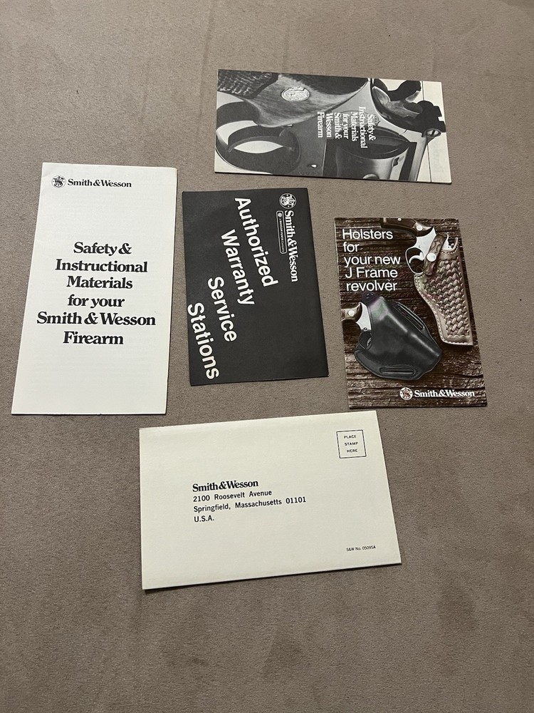 Factory Original Smith & Wesson J Frame Paperwork Set S&W - No Manual