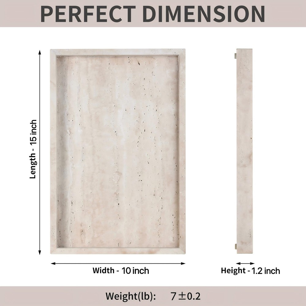 Rectangular Decorative Serving Tray,Modern Travertine Large Coffee Table Tray
