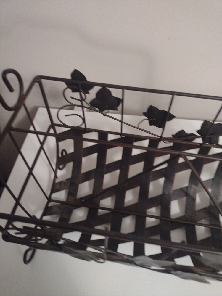 Vintage Wrought Iron Grapevine Magazine Rack
