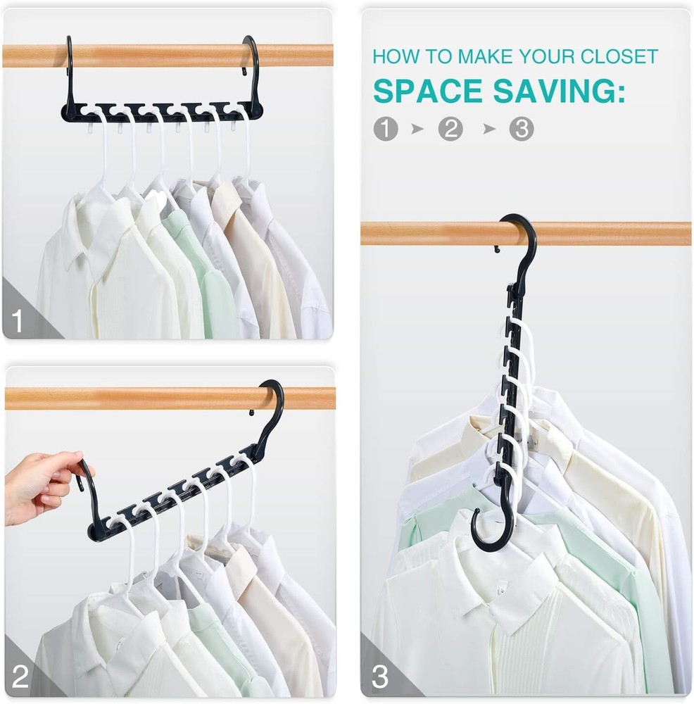 HOUSE DAY Sturdy Plastic Space Saving Hangers 12 Pack, Cascading Hangers