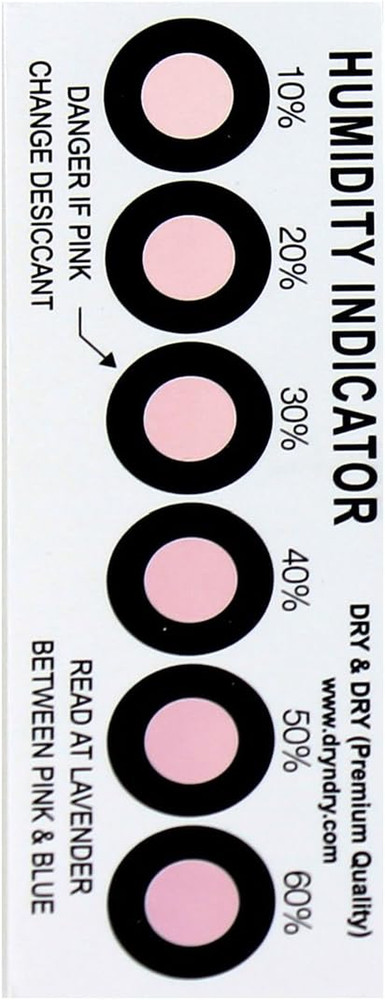 Humidity Indicator Cards 10-60% Reusable 20 Pack