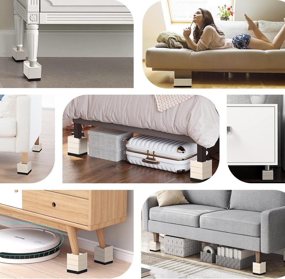 1.5 inch Furniture Risers, Rectangle Adjustable Inch-apricot(rectangle)