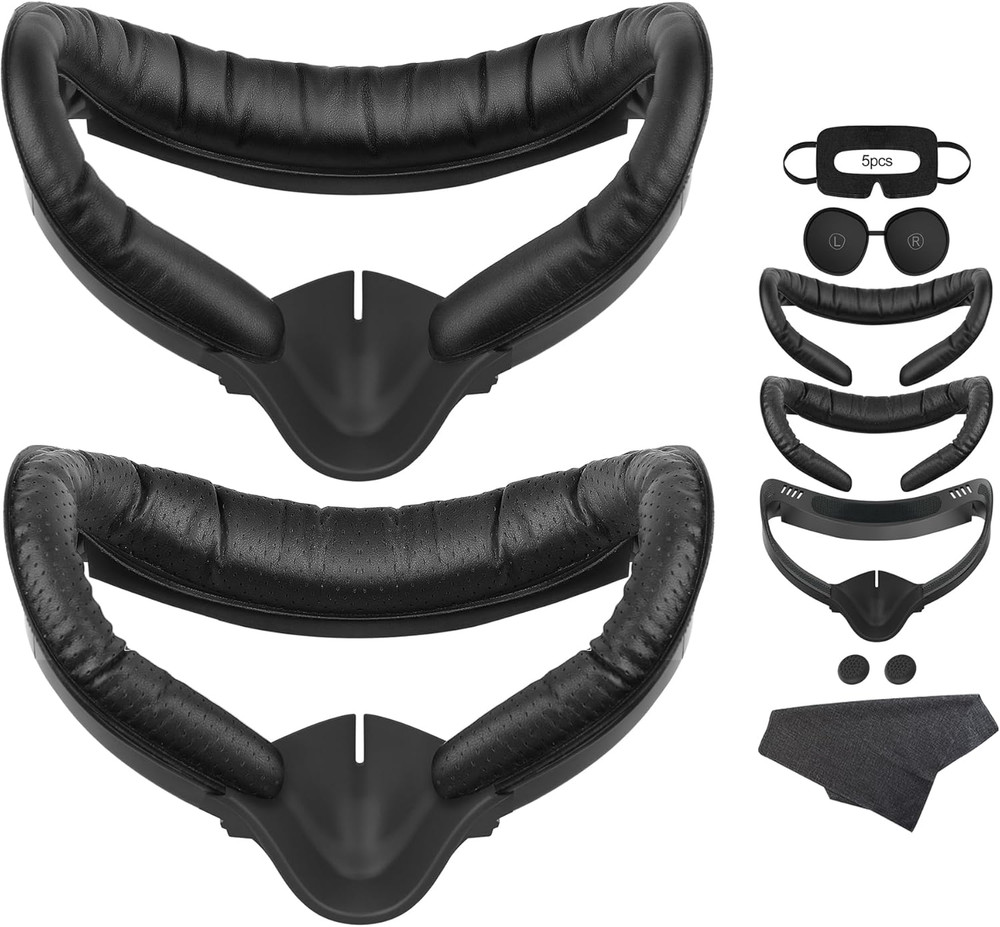 VR Facial Interface for Oculus Quest 2 - Face Pad Replacement, 2PCS PU Leather F