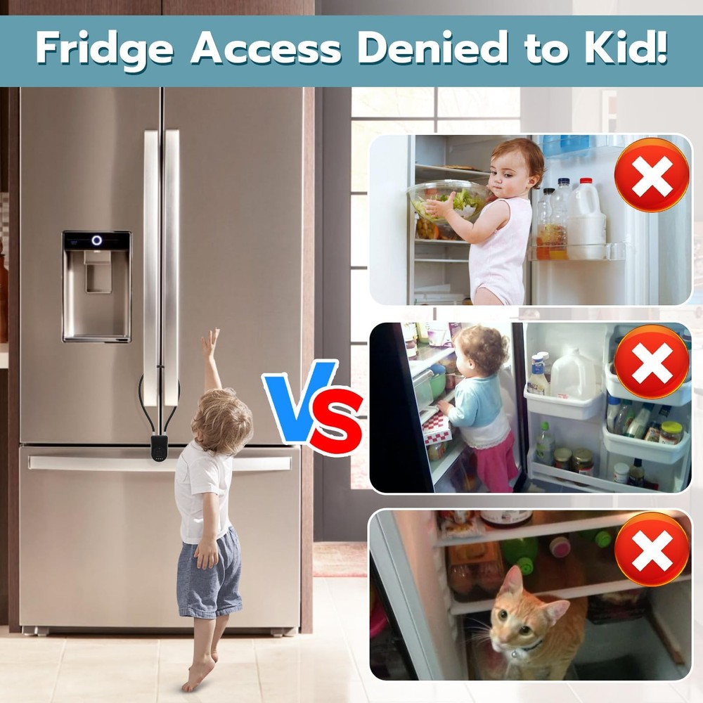 Dhiedas Fingerprint Cable Lock, Fridge Locks with Bluetooth Black