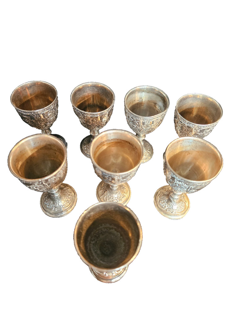 Silver plated set of 8 mini goblets 3.5"