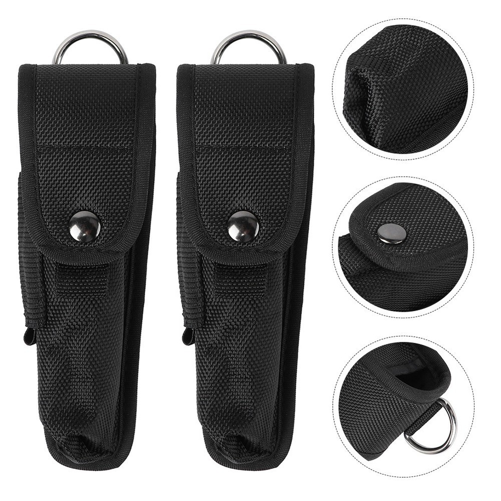 2 Pcs Nylon Flashlight Pouch Multi-function Bag Portable Holder Accessory