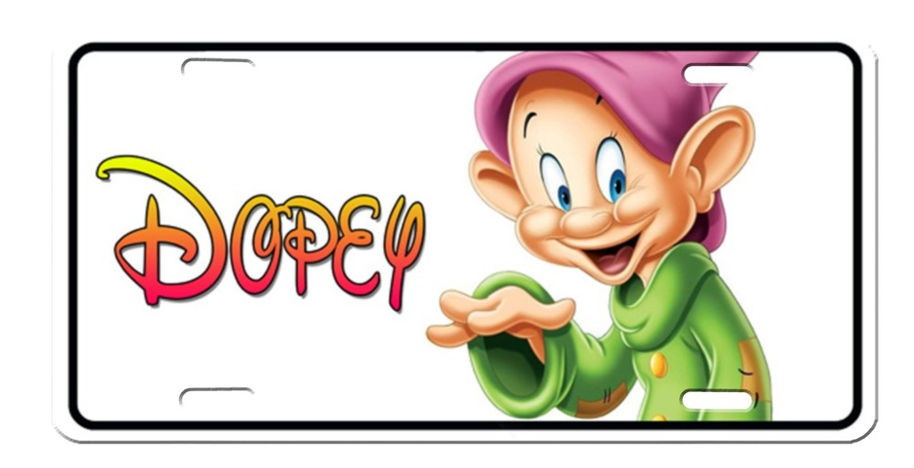 Dopey Seven Dwarfs High Gloss License Plate