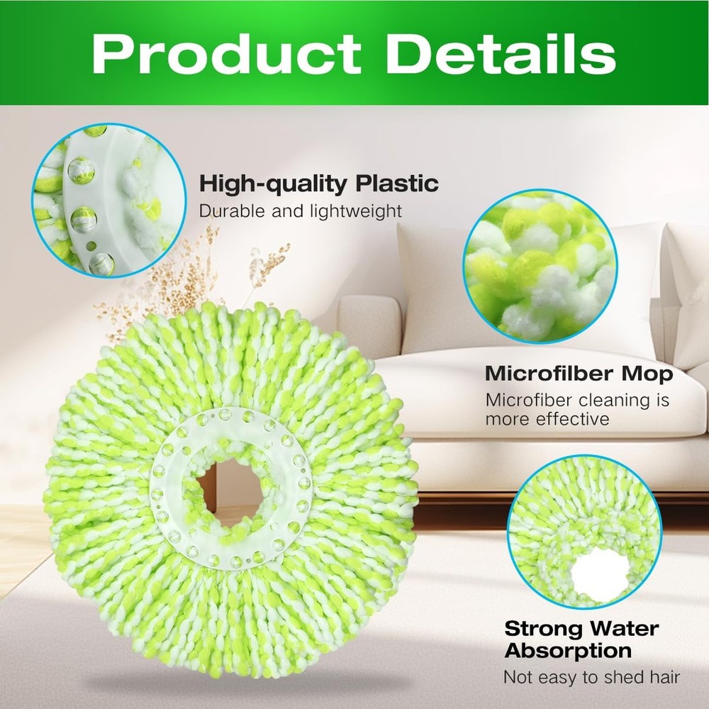 3 Pack Mop Head Replacement Compatible with Libman All-in-One Spin Mop, Micro...