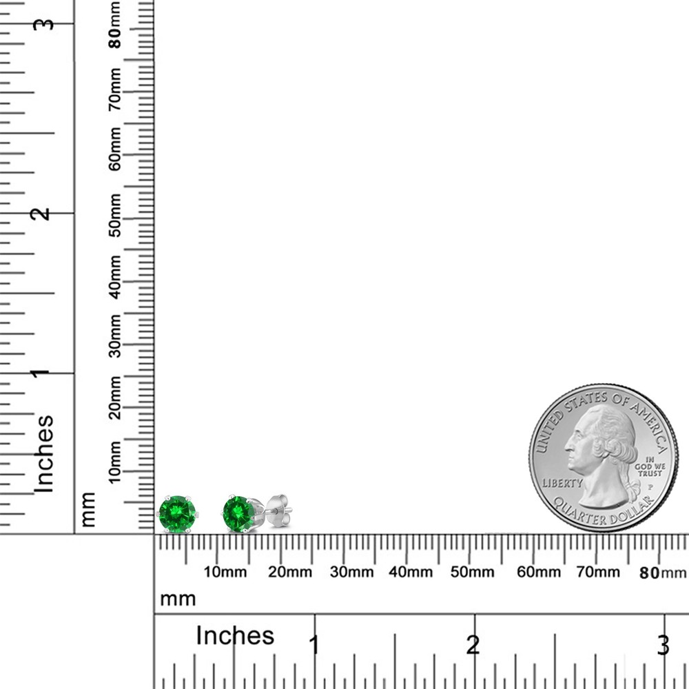 3.00 Ct Round Cut Simulated Emerald Stud Earrings 6MM