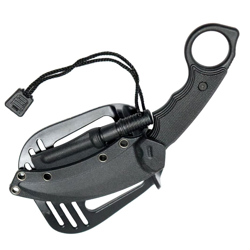 Conceal Carry Karambit Fixed Blade Boot Knife Fire Starter Flint Holster Sheath