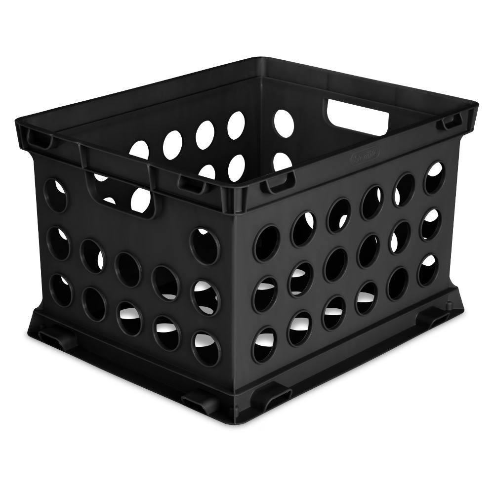 Black File Storage Bin with Hanging File Folders Holder, Stackable Plastic File