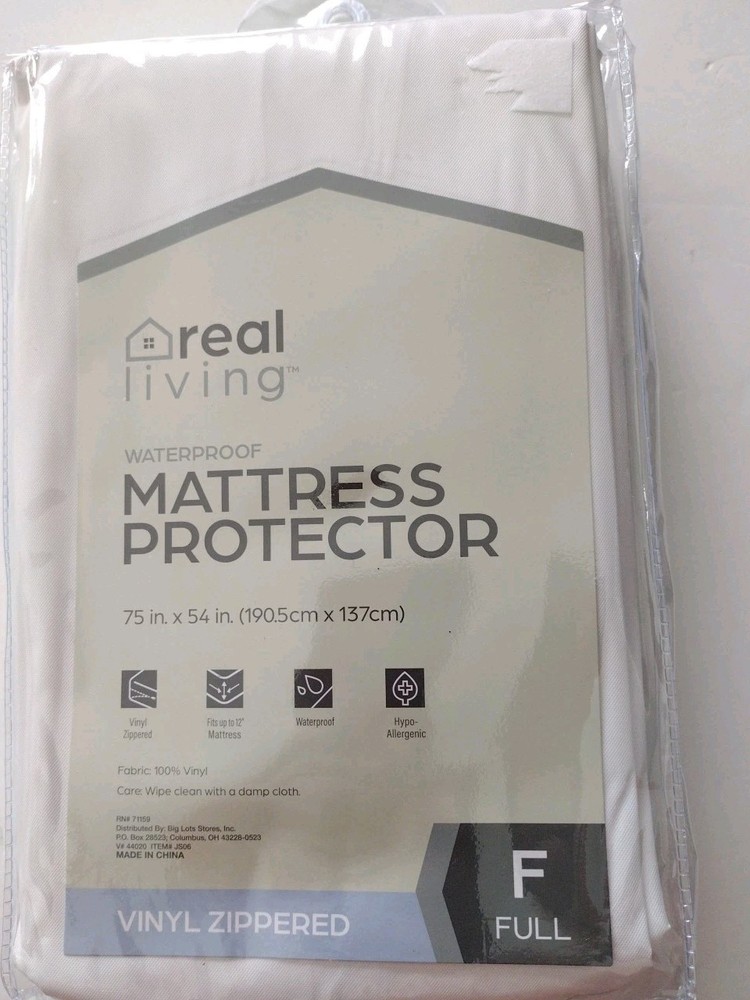 Mattress Protector Waterproof Full Size Vinyl Zippered
