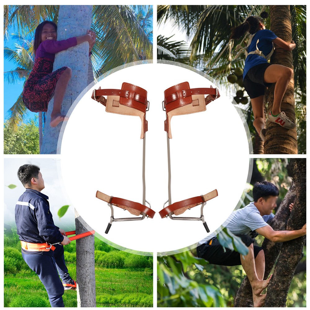 Tree Climbing Spike Set Adjustable Pole Climbing Spurs Kit W/Security Belt Strap