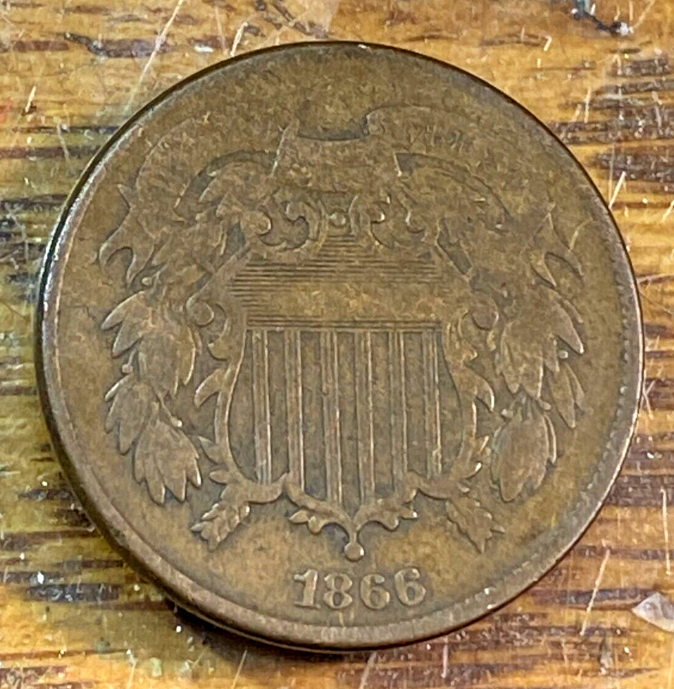 1866 Two Cent Piece Nice Original VF CHRC