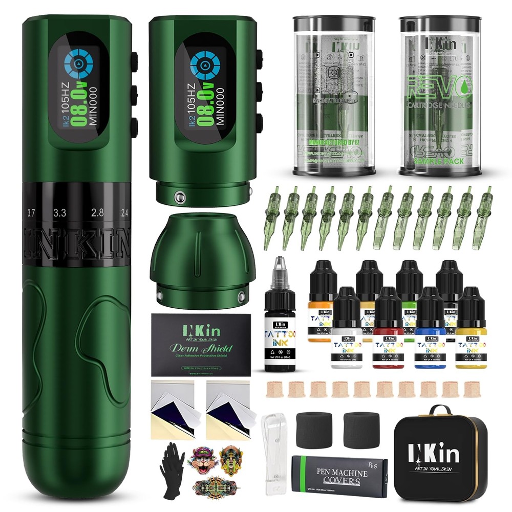 INKin Complete Tattoo Kit for Beginners, Inkflexo Wireless Tattoo Machine wit...