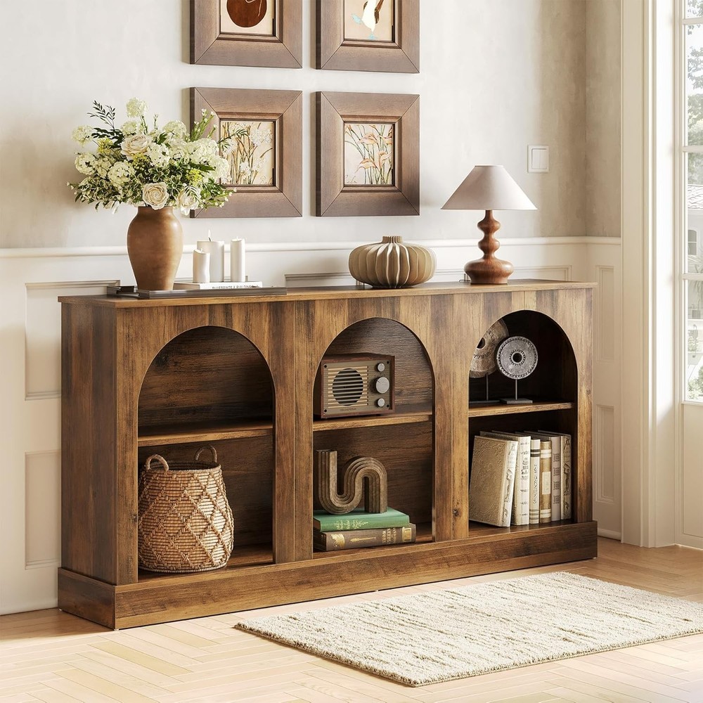 63" Modern Console Sofa Table W/ 3-Tier Storage Wooden Rectangular Foyer Table