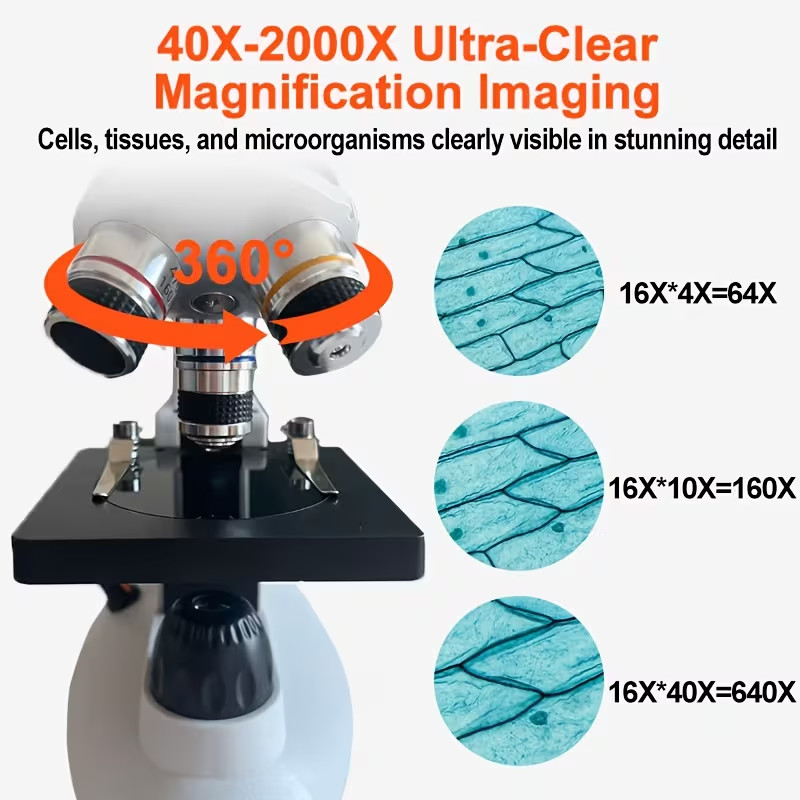 Optical Microscope Dual Light Student Lab Optical w/ Upper & Lower LED