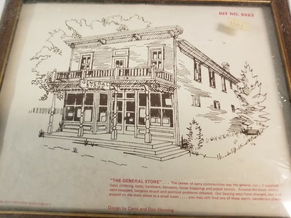 Paragon Needlecraft THE GENERAL STORE Needlework Kit Includes Frame 0423 NOS