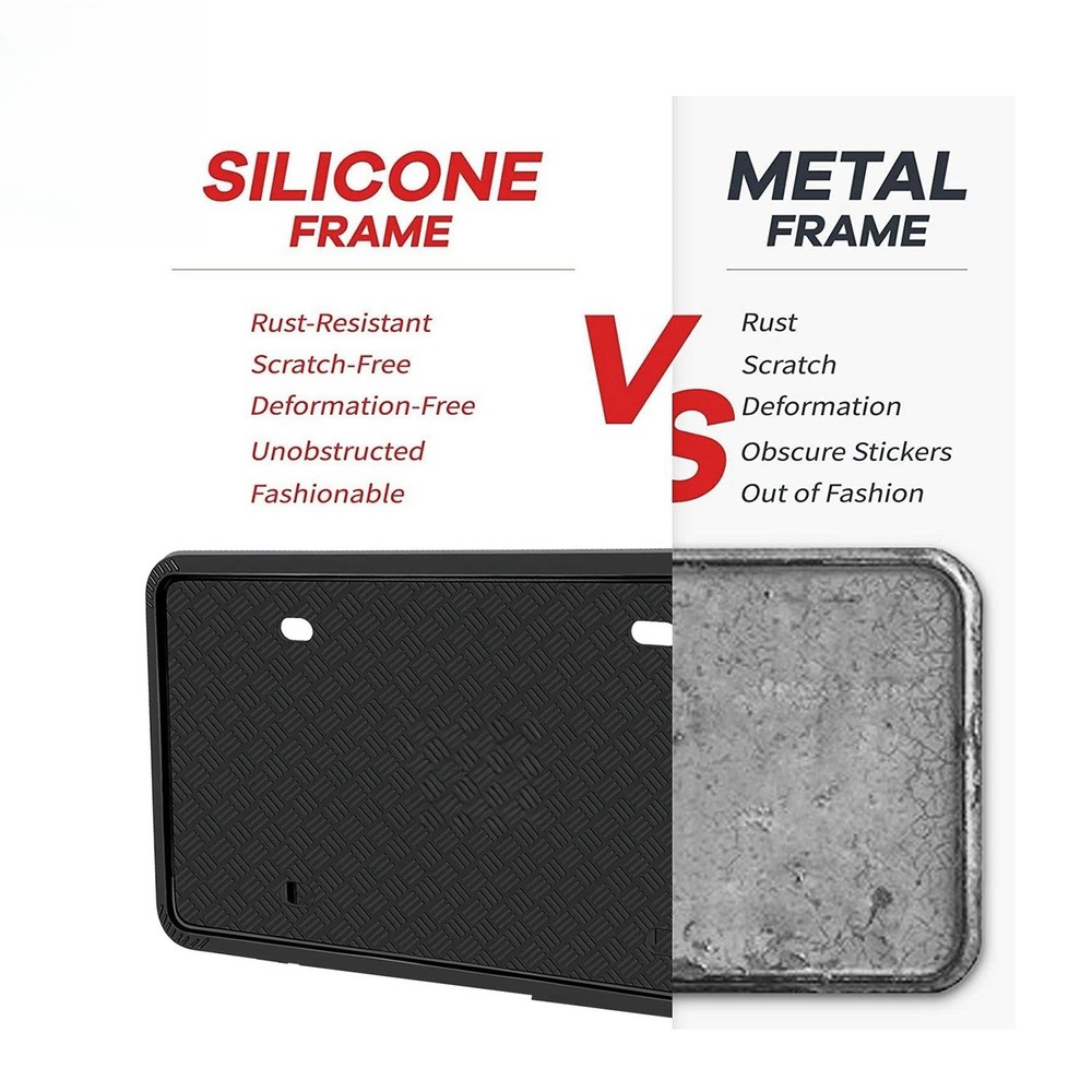 2 PCS Silicone License Plate Frame for Front & Rear Car Plate Bracket Holder