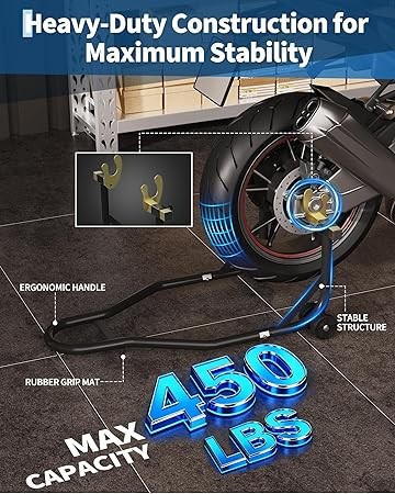 Universal Motorcycle Stand With Adjustable Fork Heads Large 450LBS Load Capacity