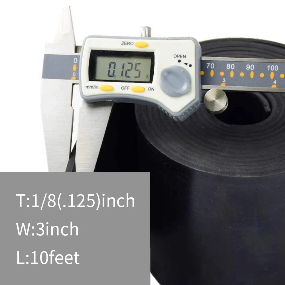 Rubber Strips 18 (.125) Thick X 3 Wide X 10_ Long, Solid Rubber Rolls Use