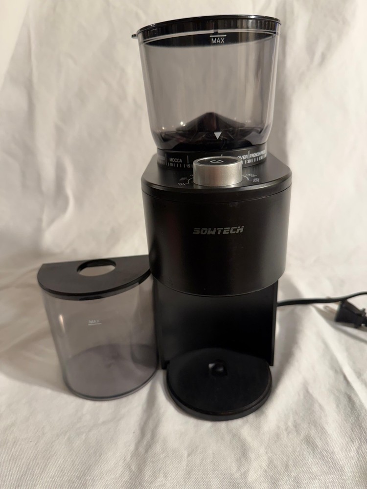 SOWTECH CONICAL BURR COFFEE GRINDER ELECTRIC MILL grain size timer 800W - BLACK