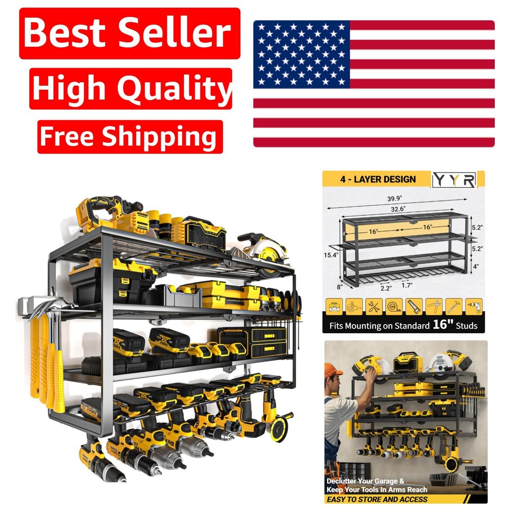 Professional 4 Layer Tool Organizer for Garage - Wall Mounted & Easy Install