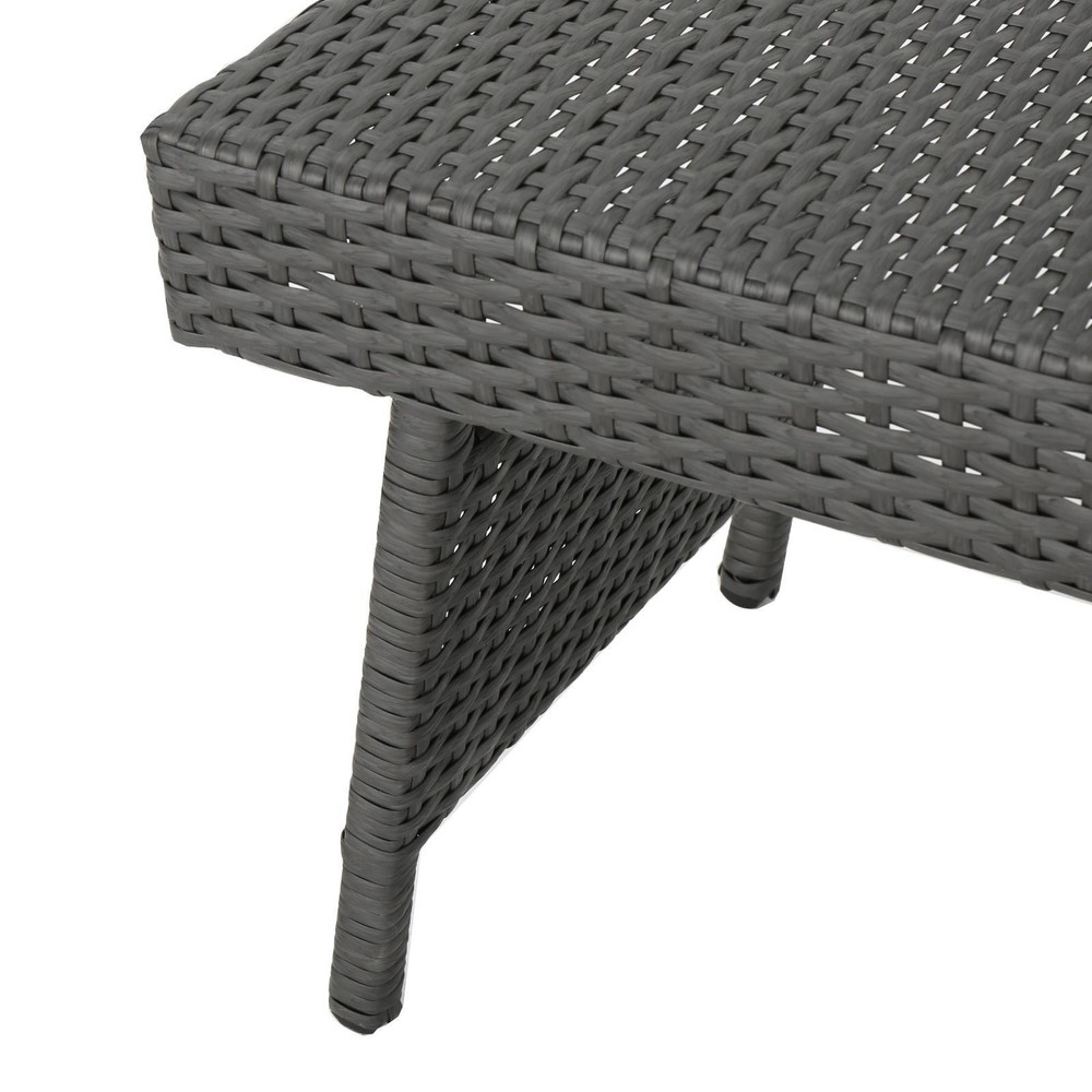 Wicker Snack Table – Transitional , Iron Frame, No Assembly, Perfect for
