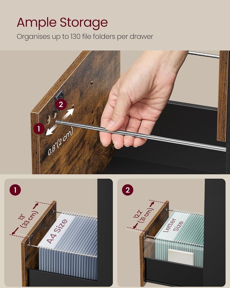 Vertical File Cabinet 4 Drawer Rustic Brown