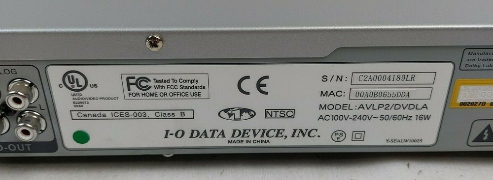I-O DATA Avel Link AVLP2 DVDLA DVD Player EB-3710