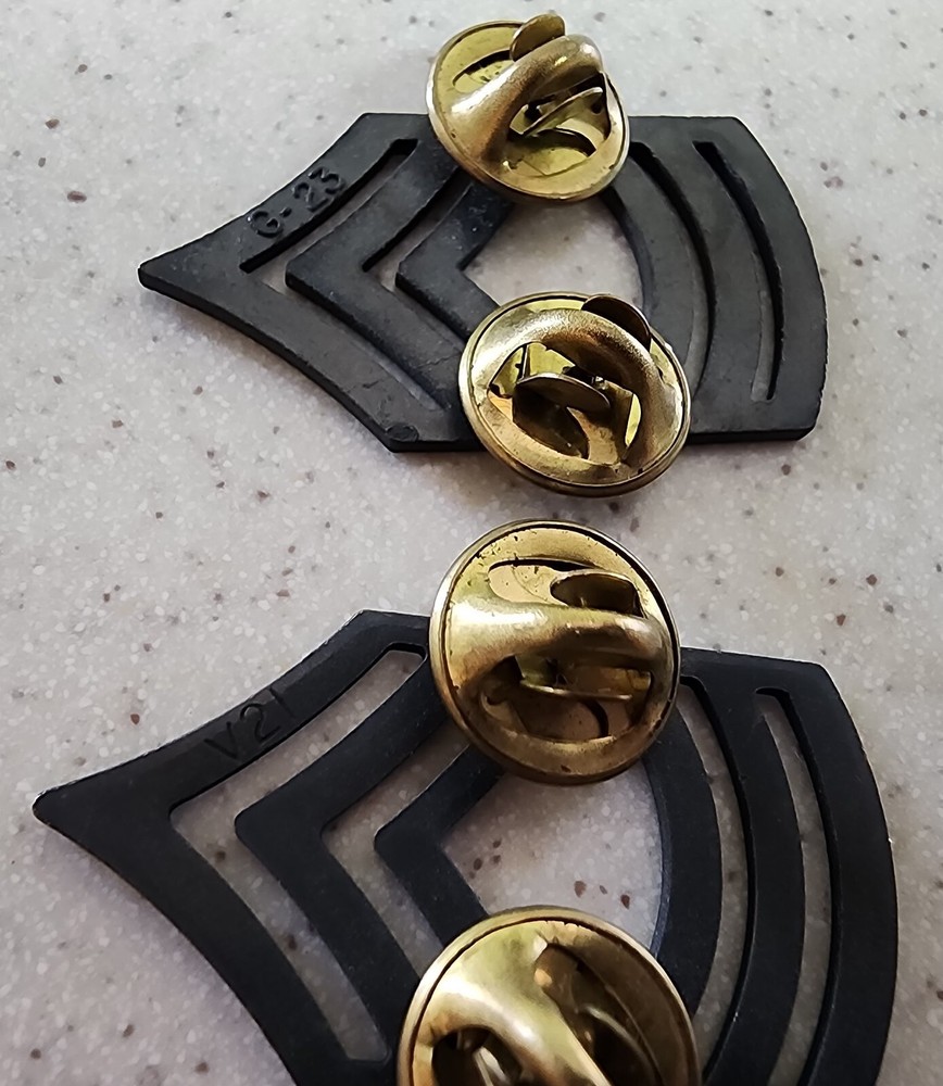 Two Military MASTER SERGEANT CHEVRON Pins - Sargeant Stripes Pinbacks
