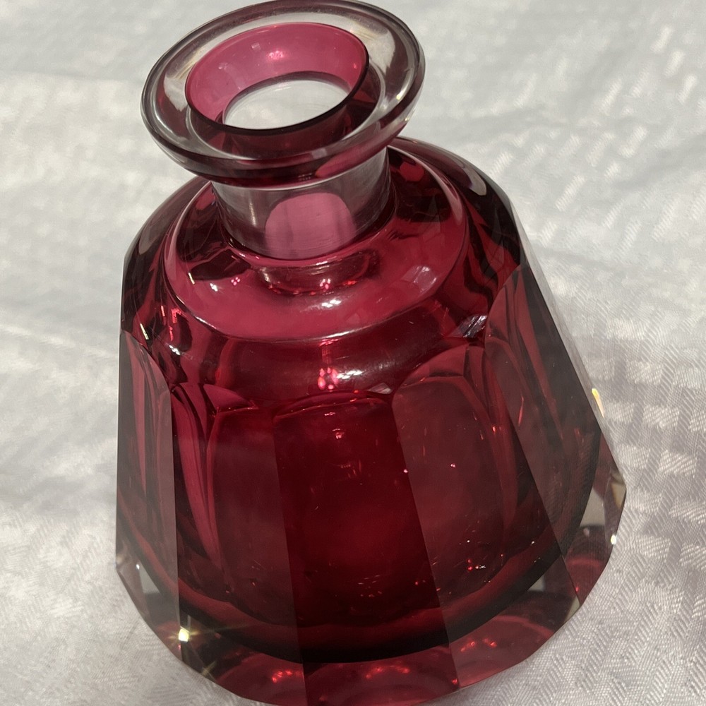 VINTAGE RUBY RED HEAVY CRYSTAL DECANTER- STUNNING!