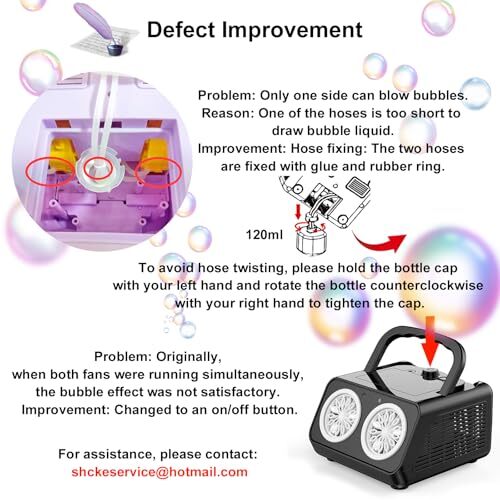 SHCKE Automatic Bubble Machine Upgrade Bubble Blower with 2 Fans, 20000+ Bubb...
