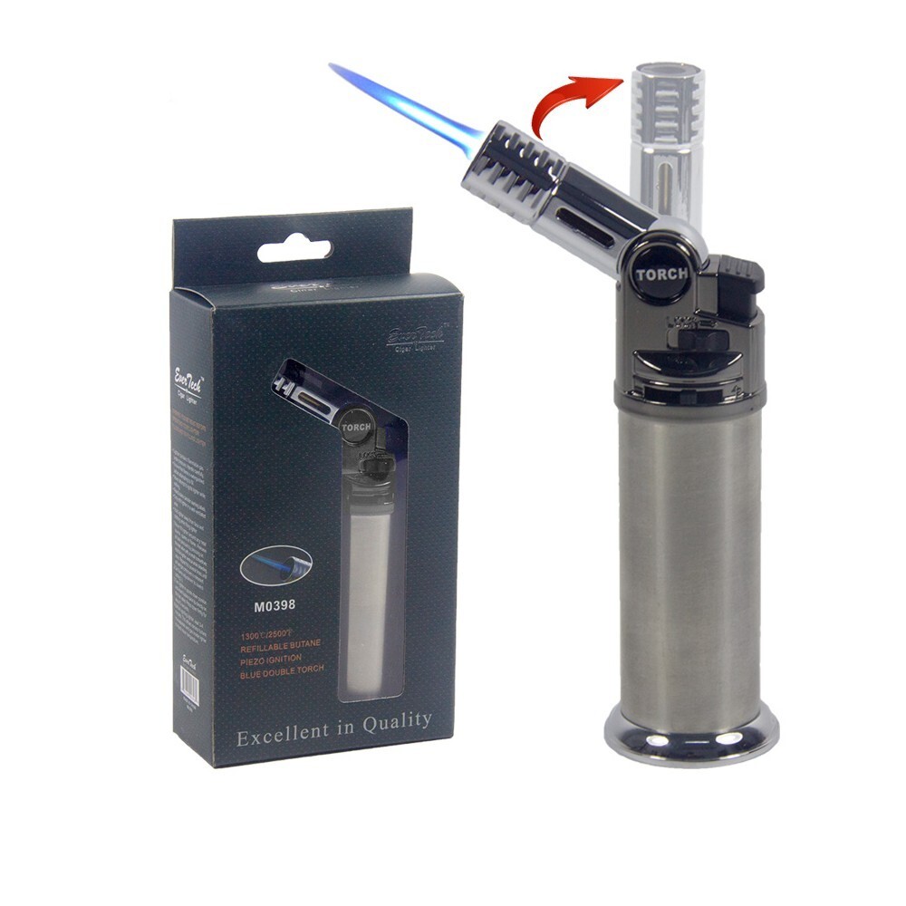 Metal Torch Lighter Adjustable Head Refillable Jet Flame for Cigar BBQ Gift