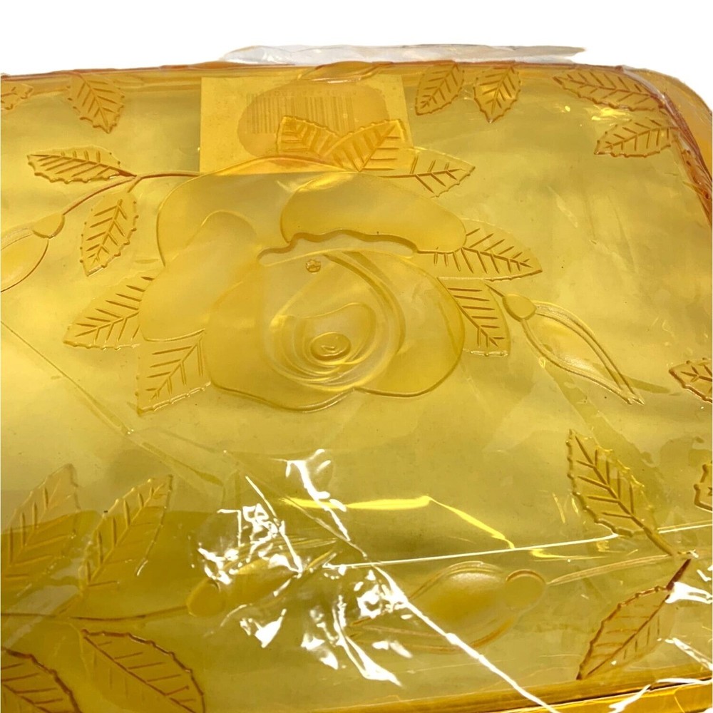New Gold Rose Hard Plastic Textured Rectangle Platter Serving Tray
