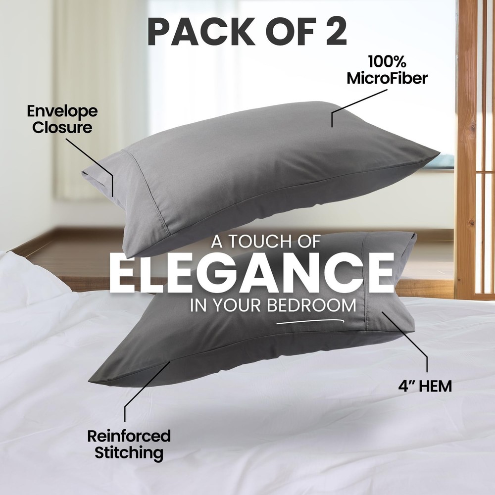 Utopia Bedding Pillow Cases Queen Size 2-Pack – Soft Brushed Microfiber &#