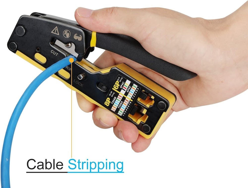 Pass Through RJ45 Crimp Tool Kit Ethernet Crimper Cat5e Cat6 Crimping Tool Kit