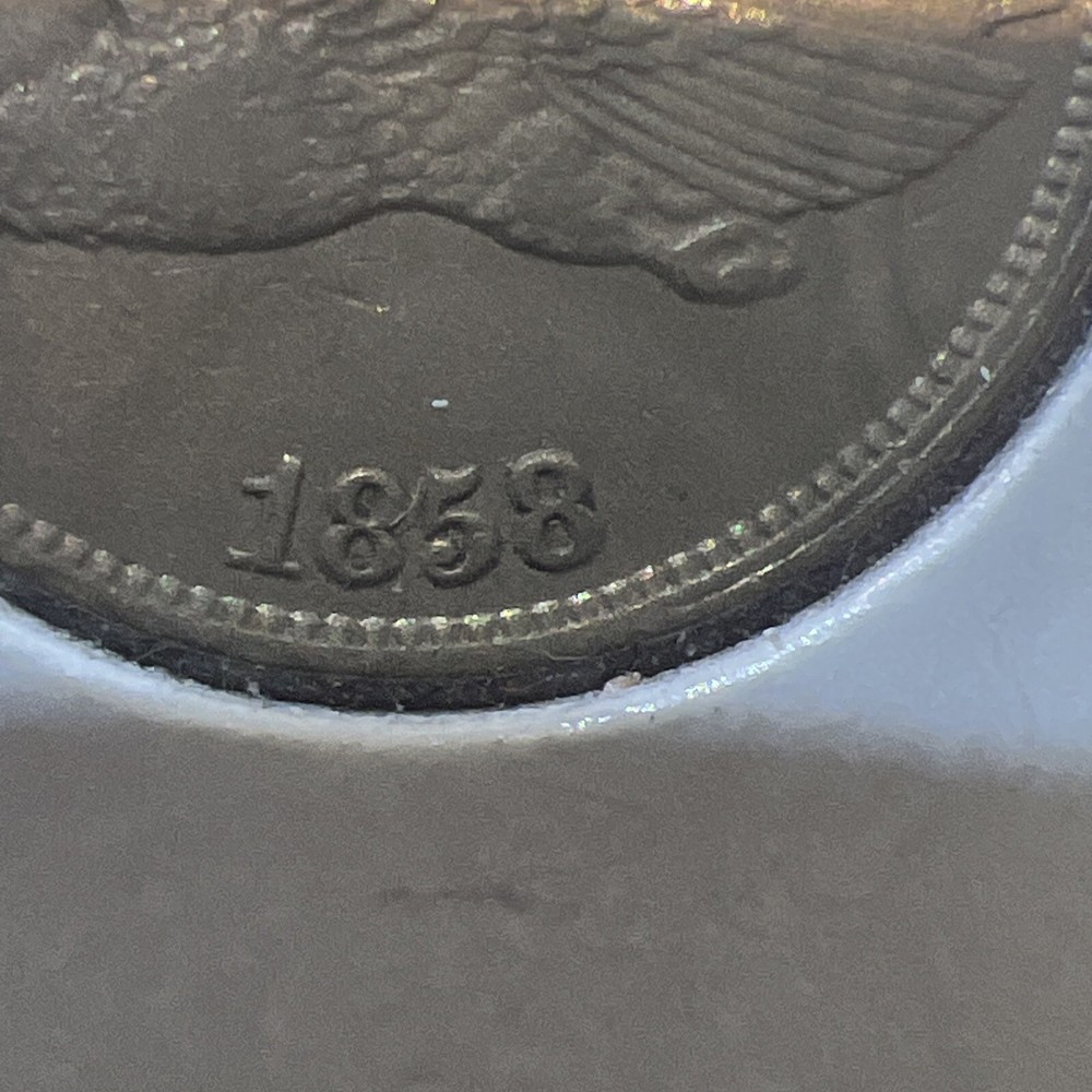 1858 Flying Eagle Cent - Small Letters RPD REPUNCHED DATE