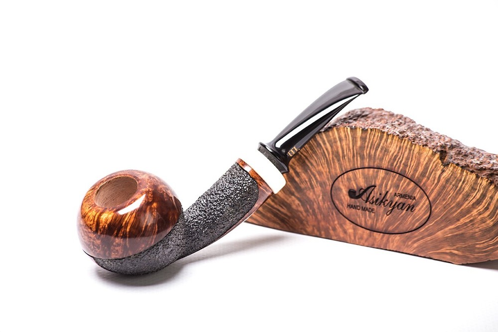 Asikyan Pipe #438/24 Apple Partially Smooth Rusticated Hand Made