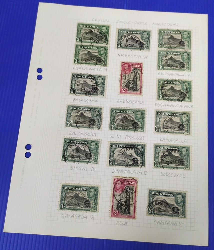 Ceylon Stamp Collection Postmarks Study Mounted in Graph Sheets/Pages