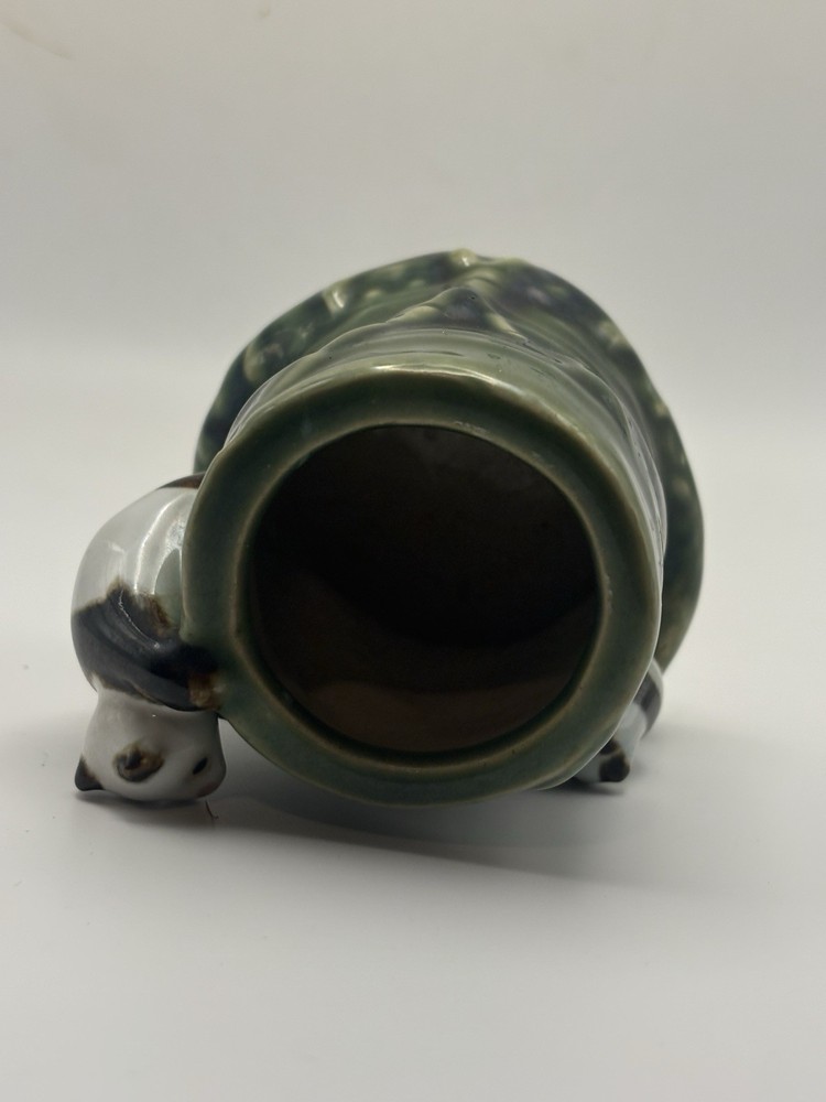 Vintage Panda Bamboo Planter 4” Green Ceramic B-252 Mid Century