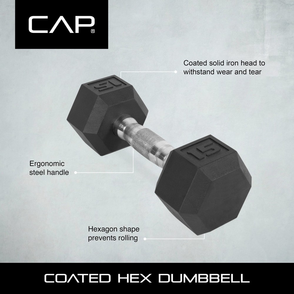 CAP (2 Pack) Barbell Coated Hex Dumbbell, Single 35 Lbs Pair