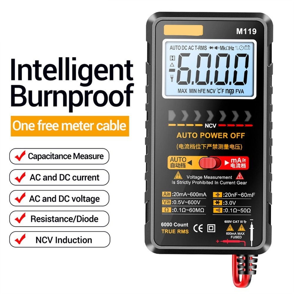 M119 6000 Count Digital Meter with Flashlight for Convenience During Testing