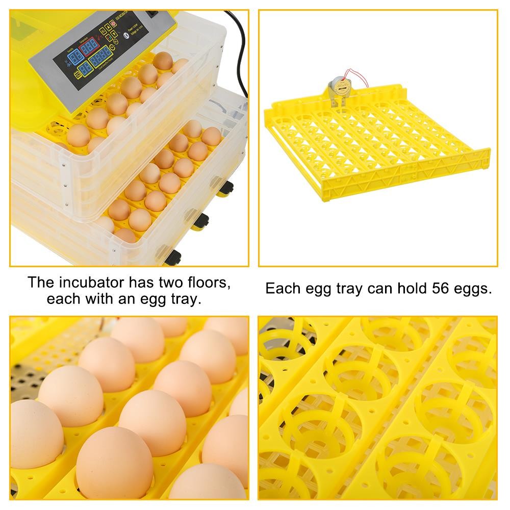 Digital Egg Incubator Hatcher Turning Temperature Control Automatic 112 Eggs