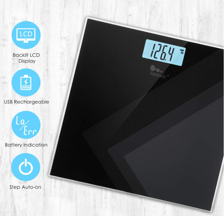 Digital Bathroom Scale High Precision Sensor LED Display 400 lbs USB Charging